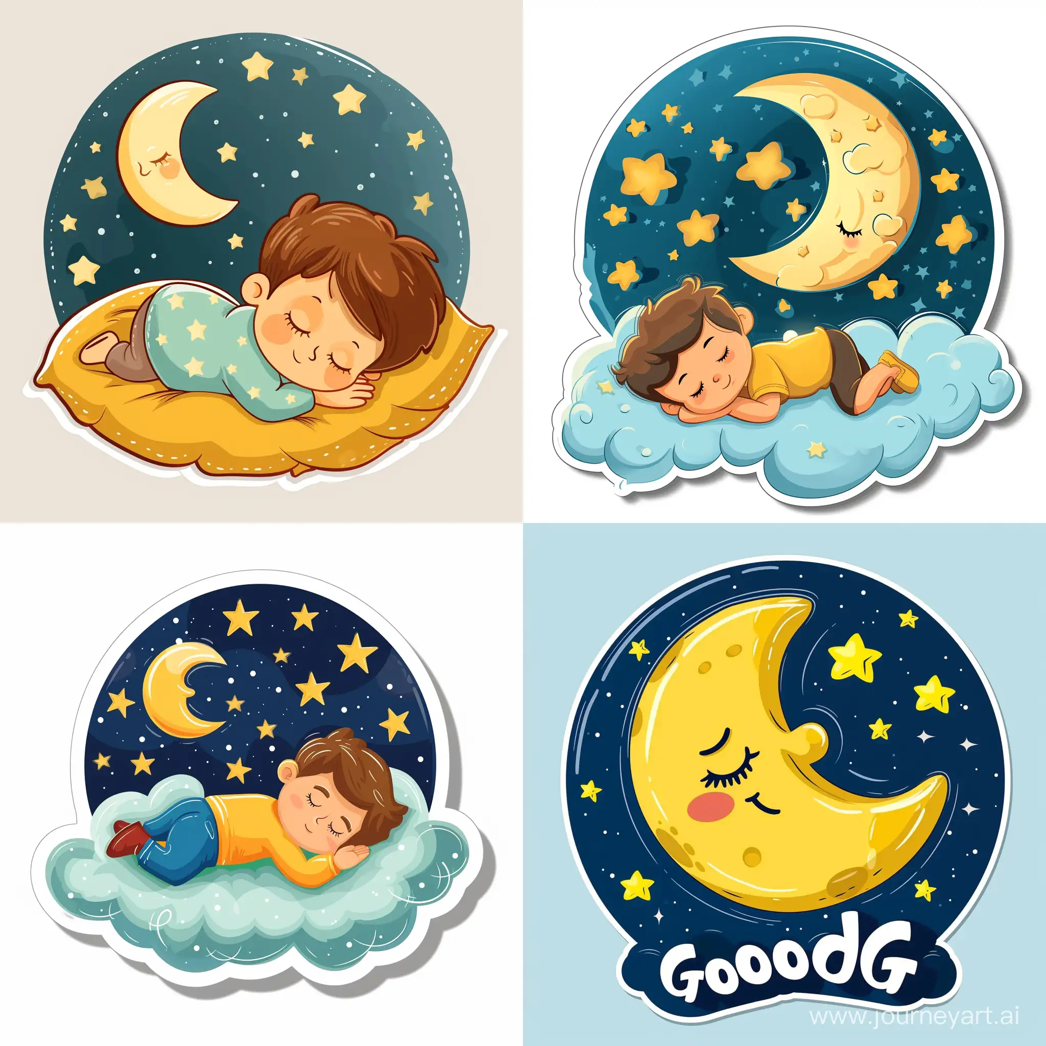 good night, cartoon sticker, in vector style