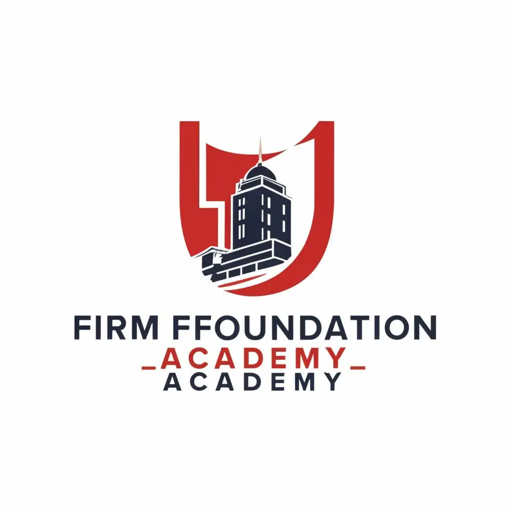 logo, College
Diligent in learning
Royal blue and Red, with the text "Firm Foundation Academy", typography, be used in Education industry