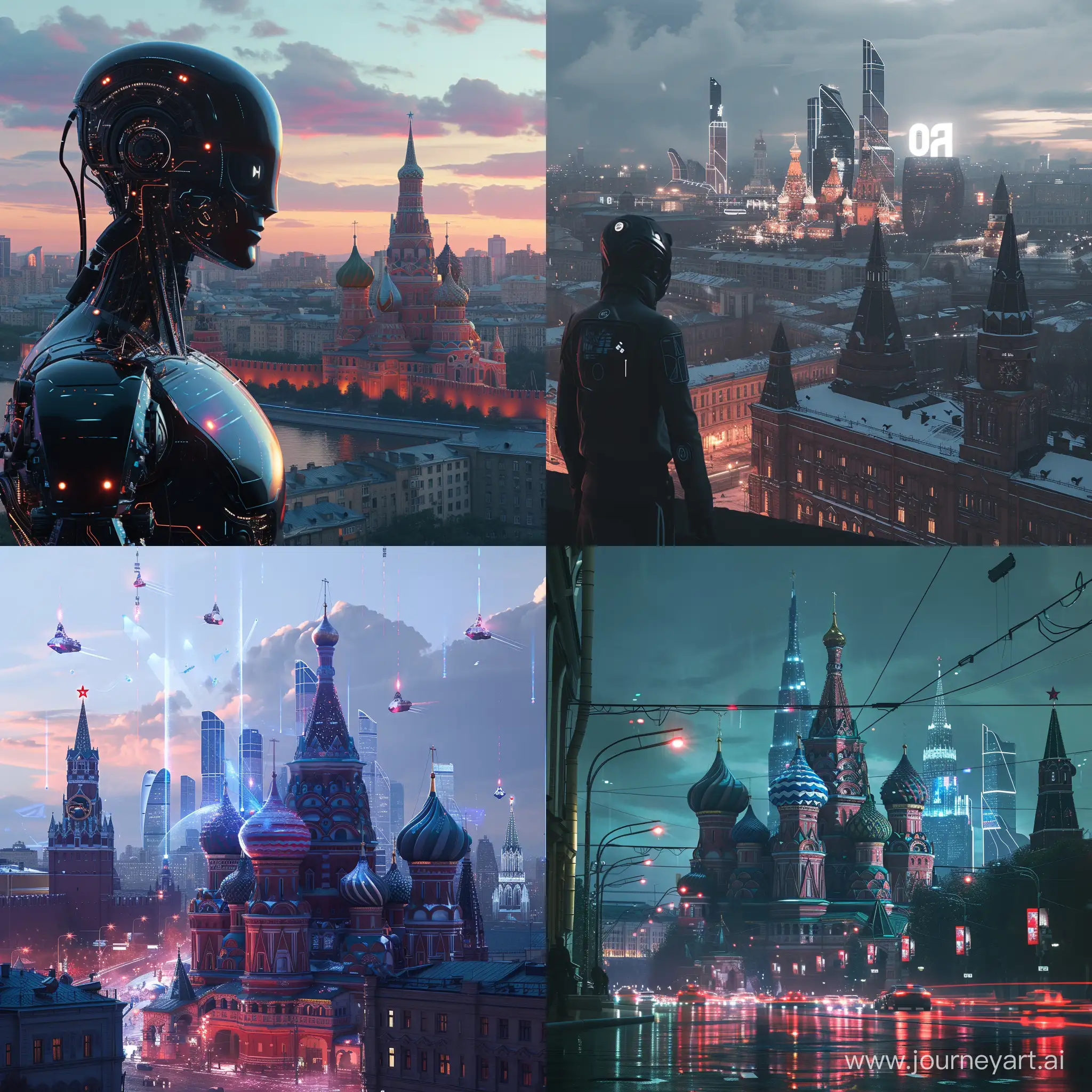 Futuristic Moscow, AI technology, in cinematic style