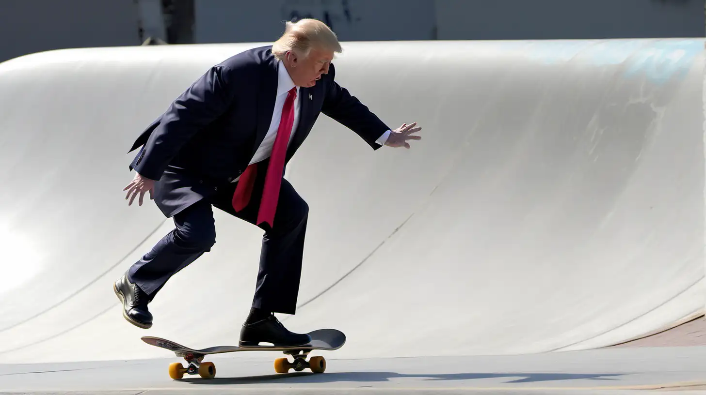 Donald Trump Skateboarding with a Kickflip