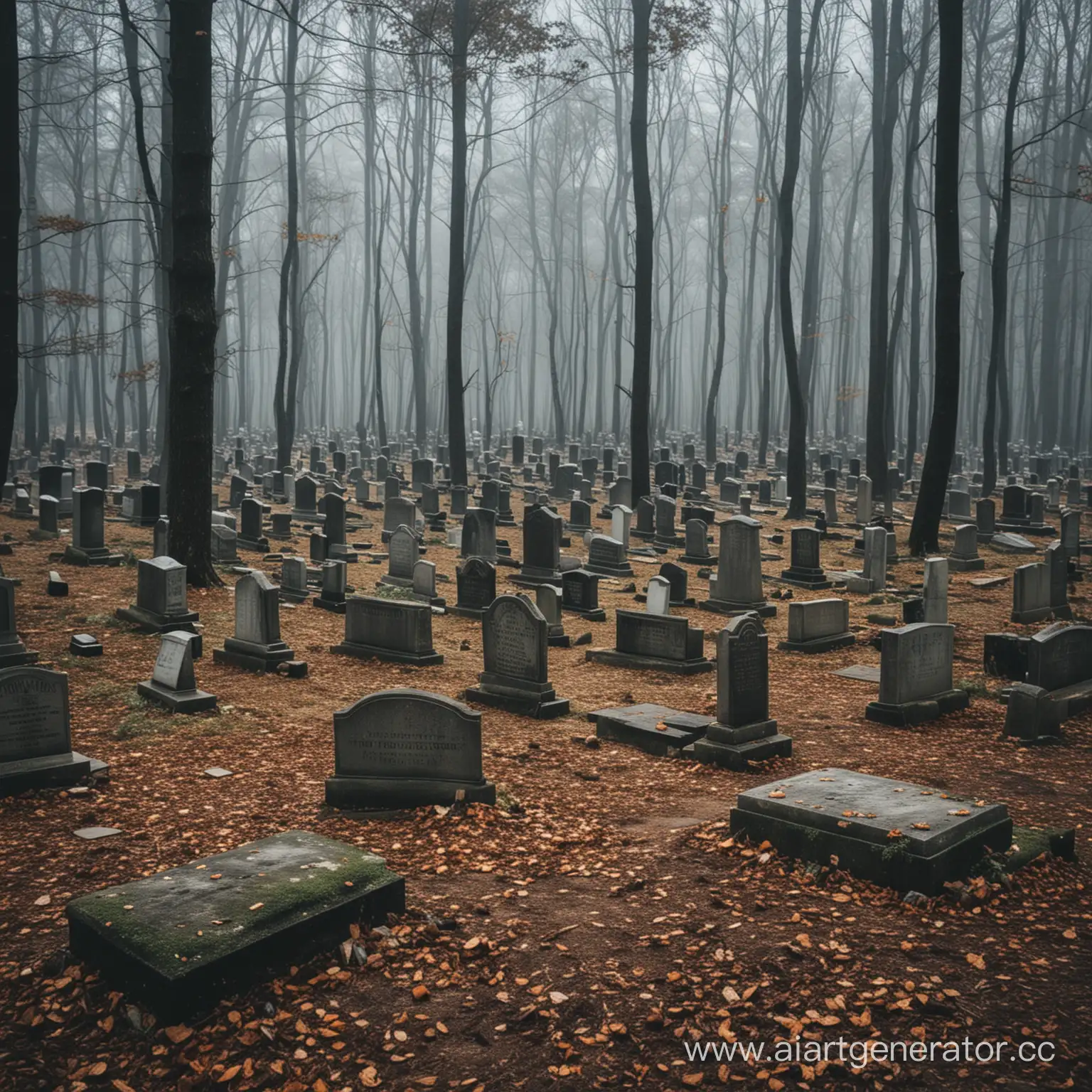 Eerie-Forest-Cemetery-at-Dusk