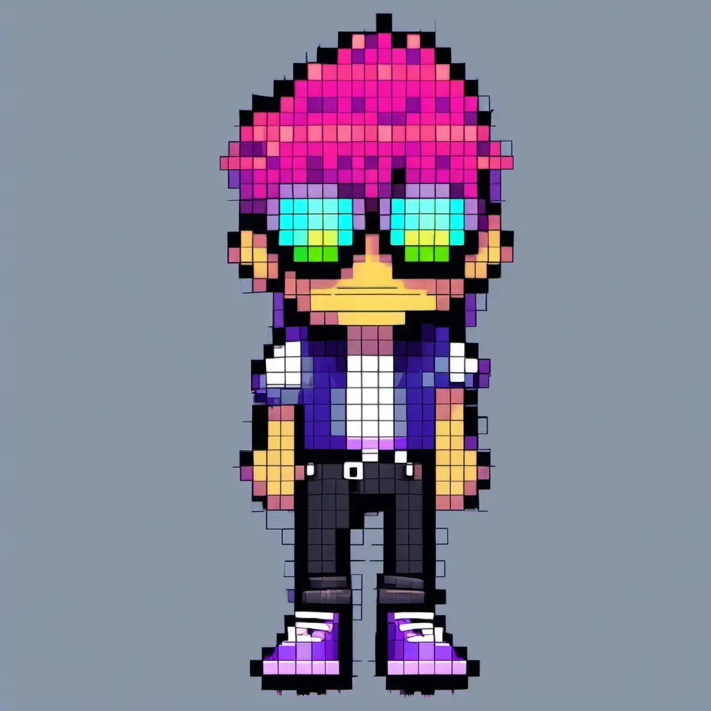 Vibrant Pixel Art Punk with Colorful Glasses