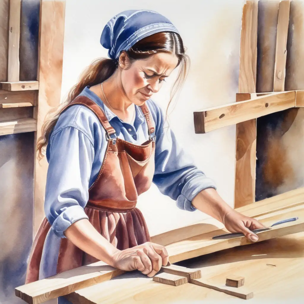 Talented Female Carpenter Creating Watercolor Masterpieces