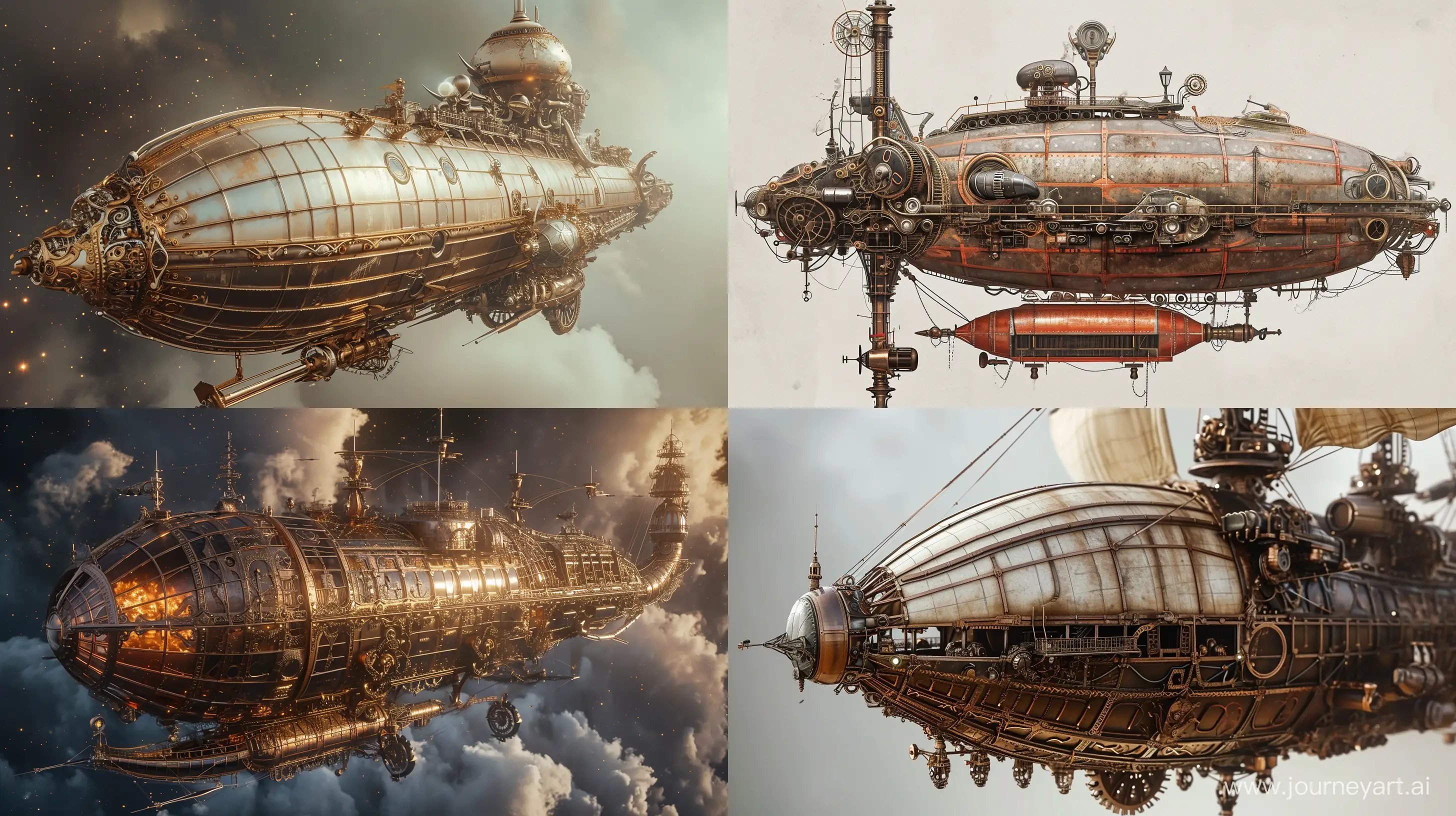 Steampunk Airship with intricate details --v 6.0 --ar 16:9