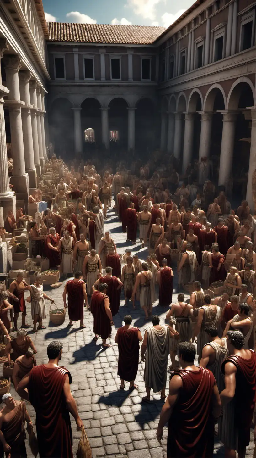 HyperRealistic Depiction of Ancient Roman Citizens in Bustling Marketplace