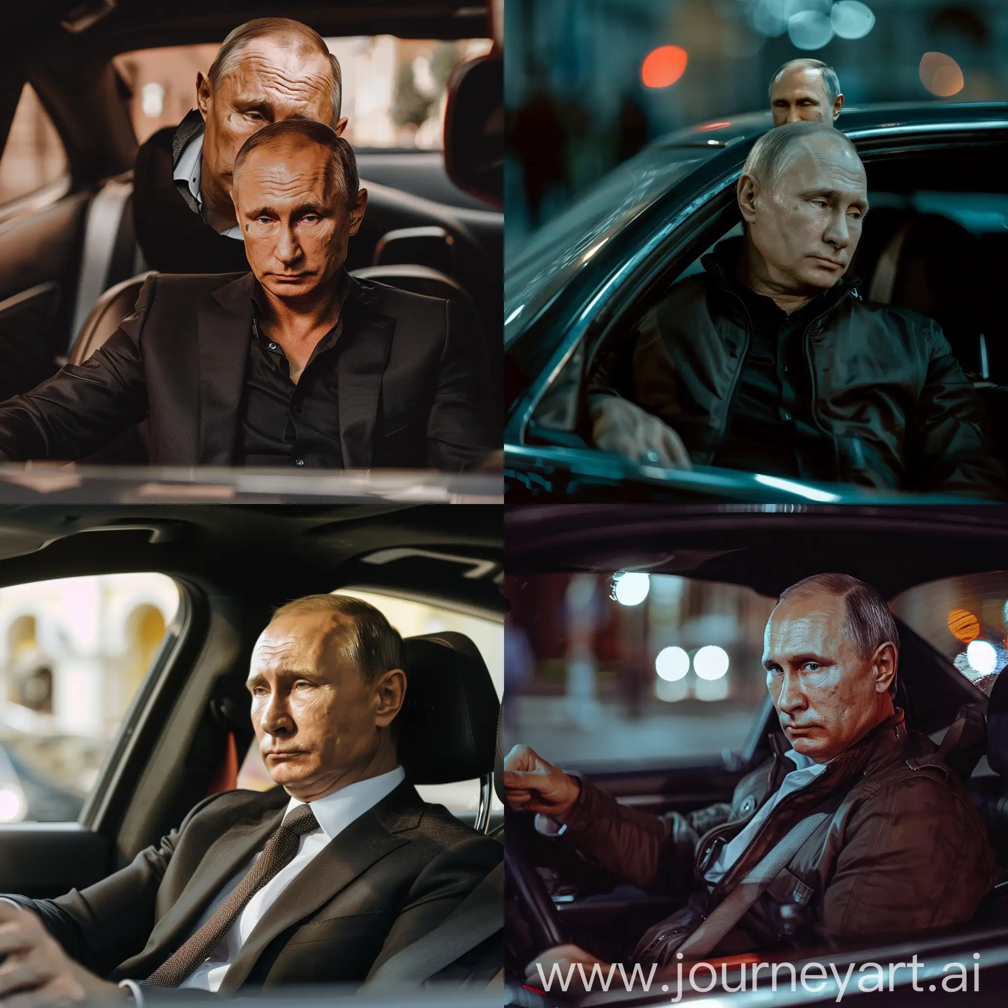 Доминик Торонто с фильма Форсаж сидит в своей машине. Вместо его головы, голова Владимира Путина