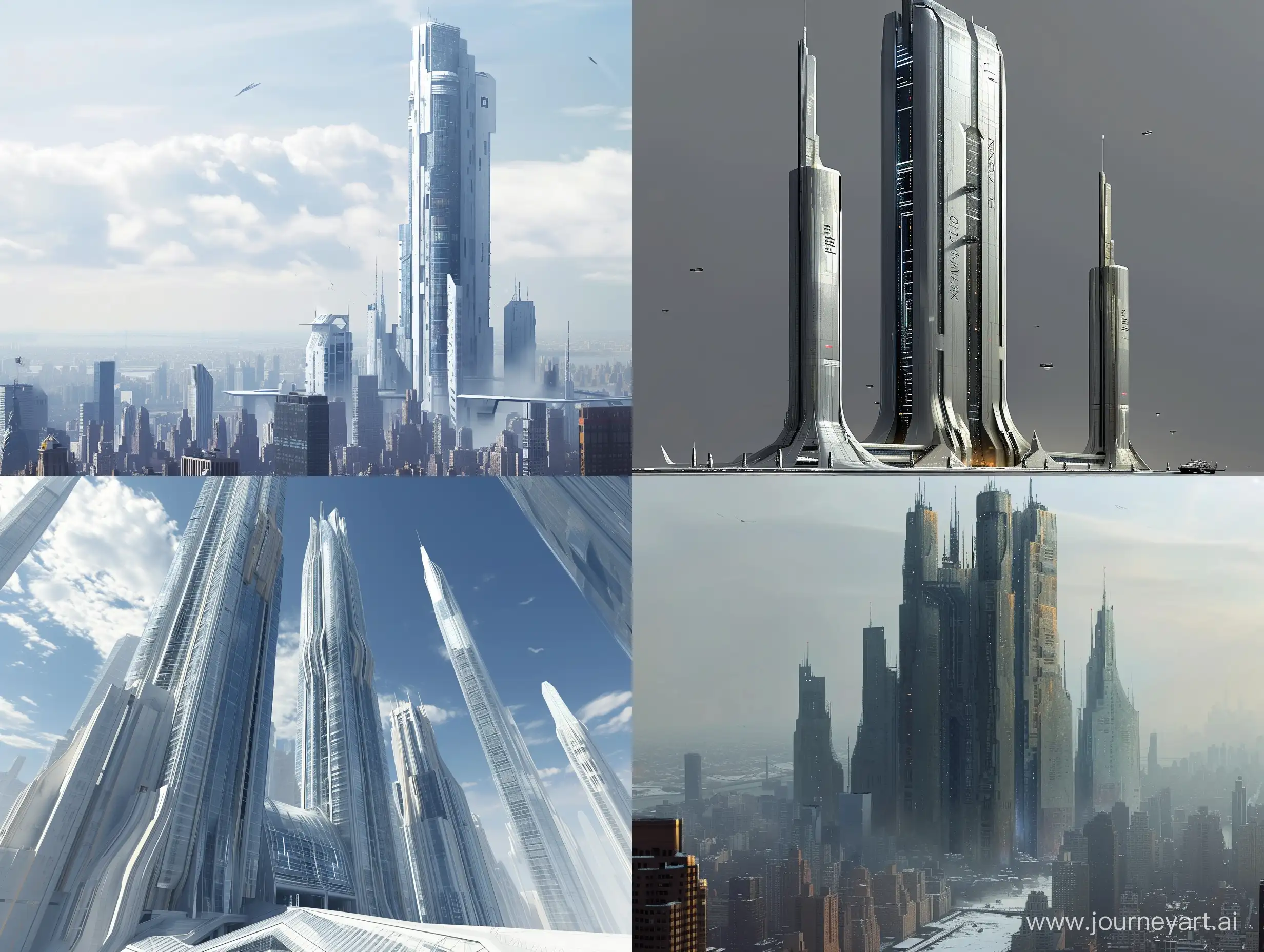 tall sci fi modern skyscraper building concept for new york city, very detailed, architecture, the building has heigh an is accurate