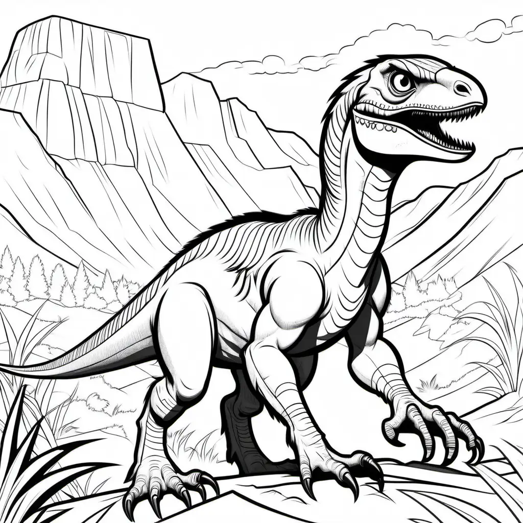 Utahraptor Cartoon Coloring Page for Kids