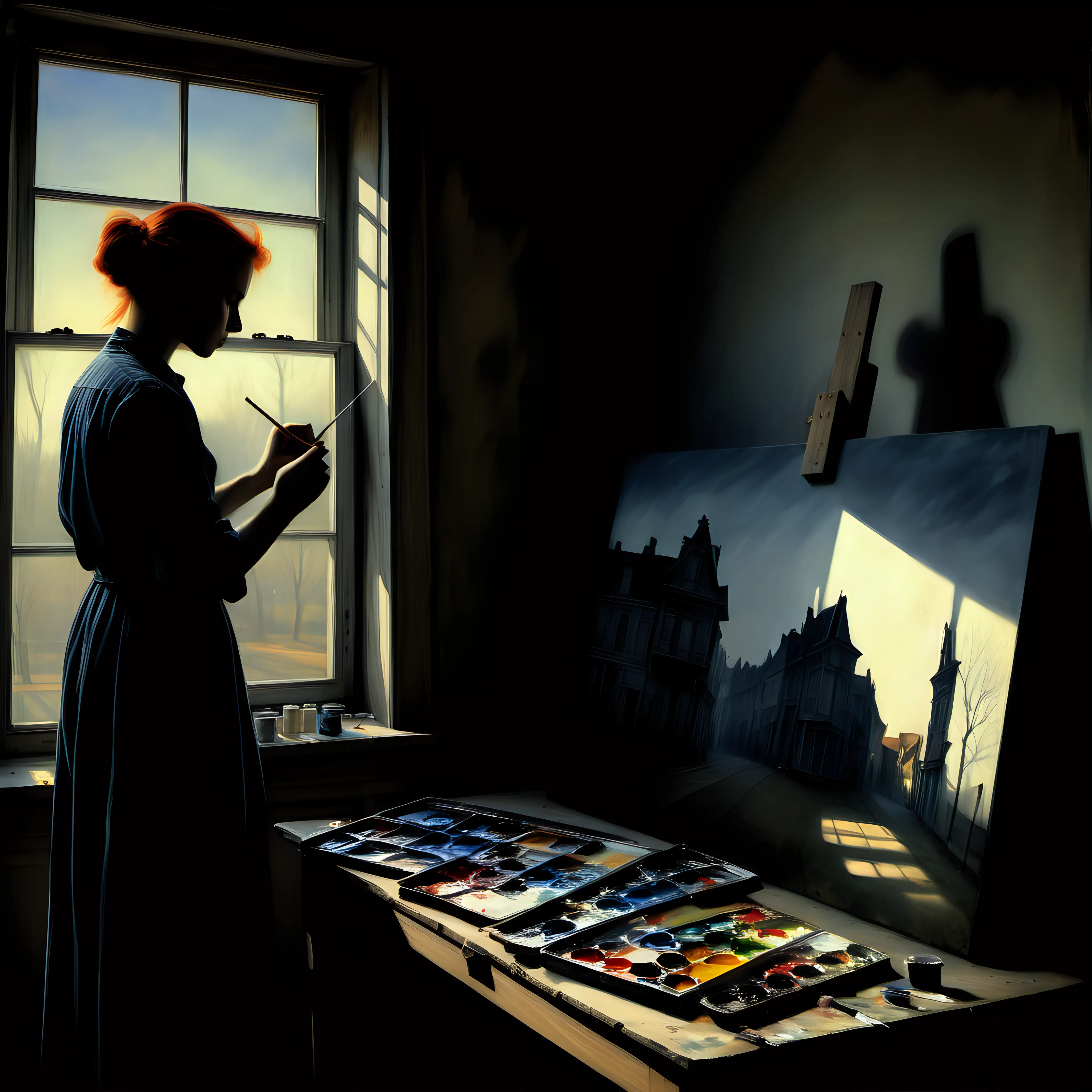 Nostalgic Painter Capturing Inspiration in Shadows