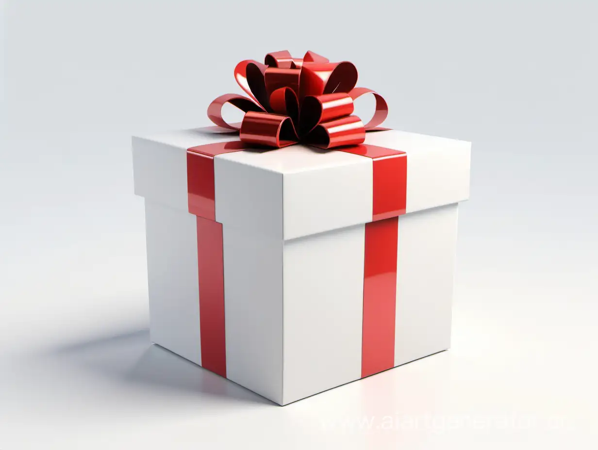 one gift box for new year on white background, 3d rendering, cartoon, raw style, 32k
