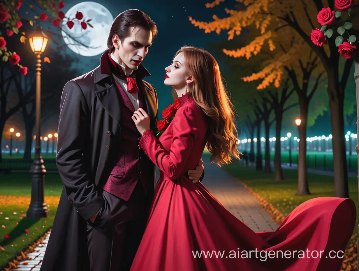 Nocturnal-Encounter-Mysterious-Vampire-Bites-Girl-in-Crimson-Rose-Garden