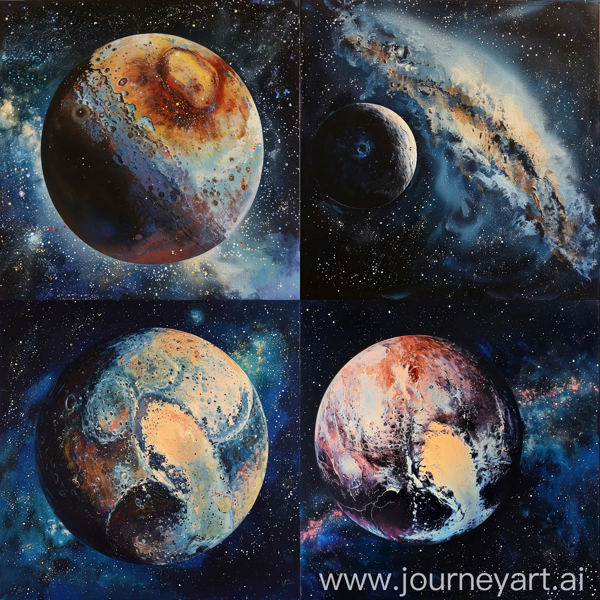 Impressionist-Pluto-and-the-Milky-Way-in-a-Vivid-Acrylic-Canvas