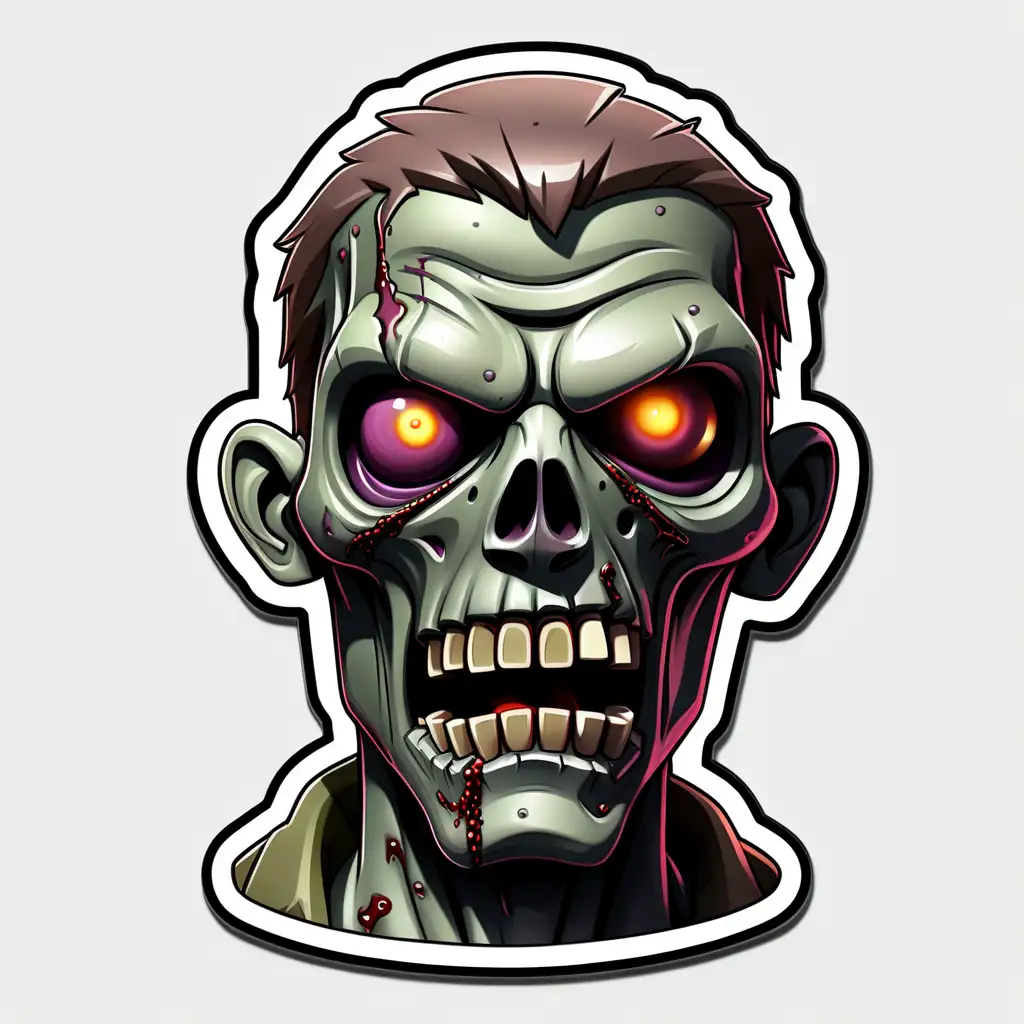 Intense Call of Duty Zombie Sticker Icon on Clear Background