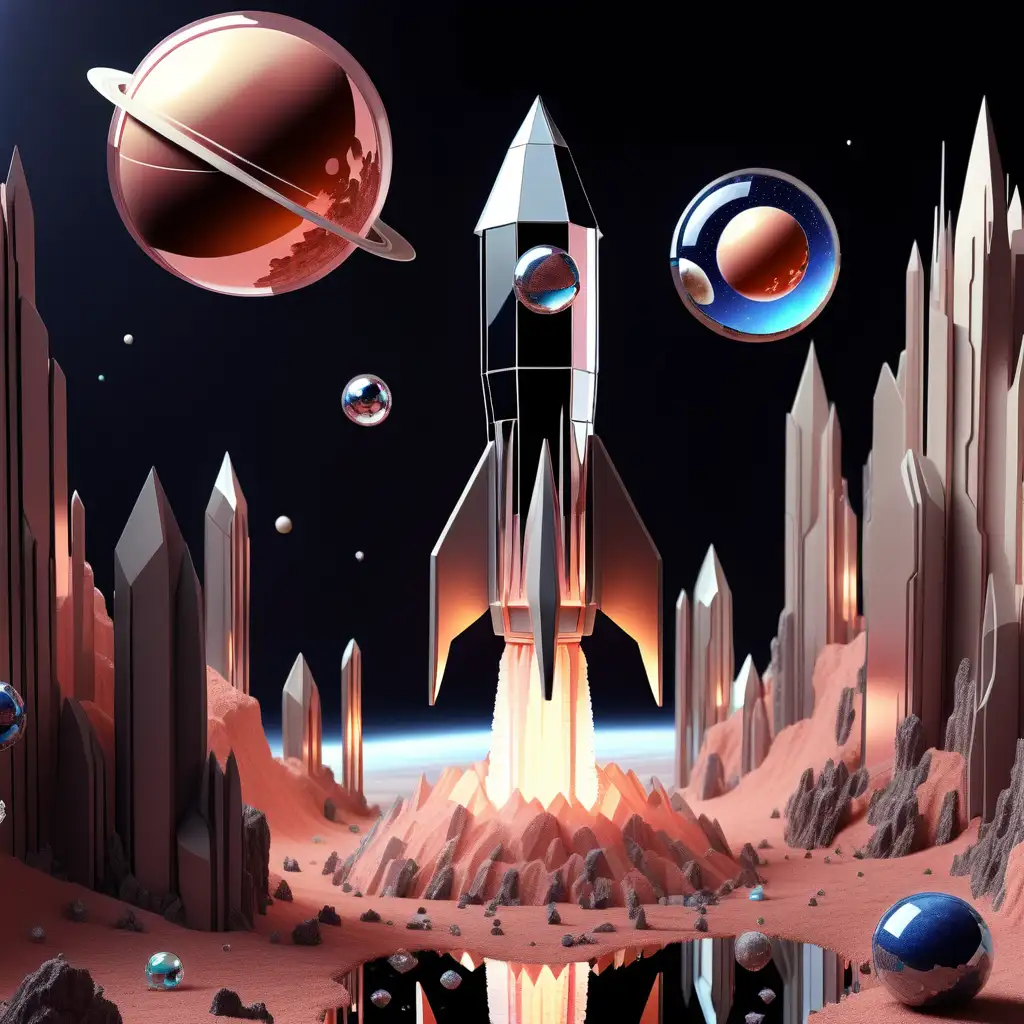 Crystal Rocket Orbiting Mirrored Planet