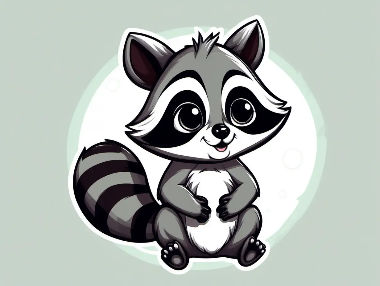 Adorable Cartoon Raccoon in a Playful Scene