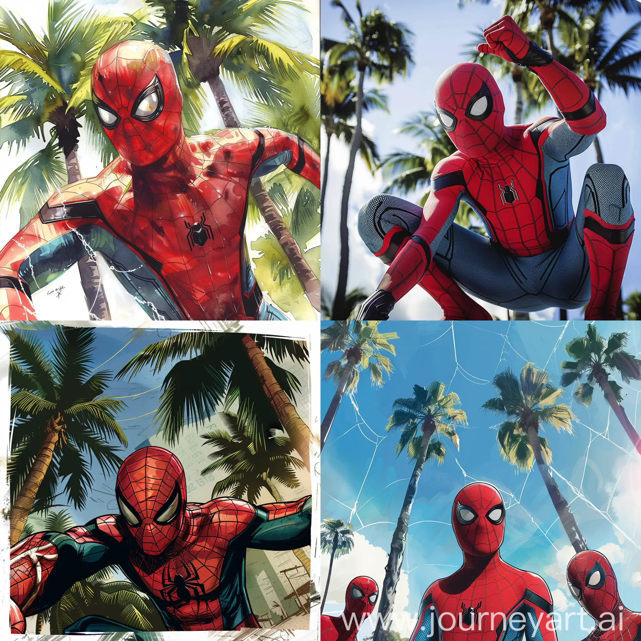 spider-man and Palm trees