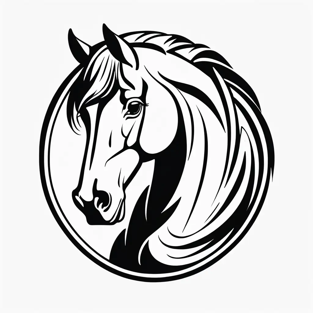 Monochrome Belgian Horse Logo on White Background
