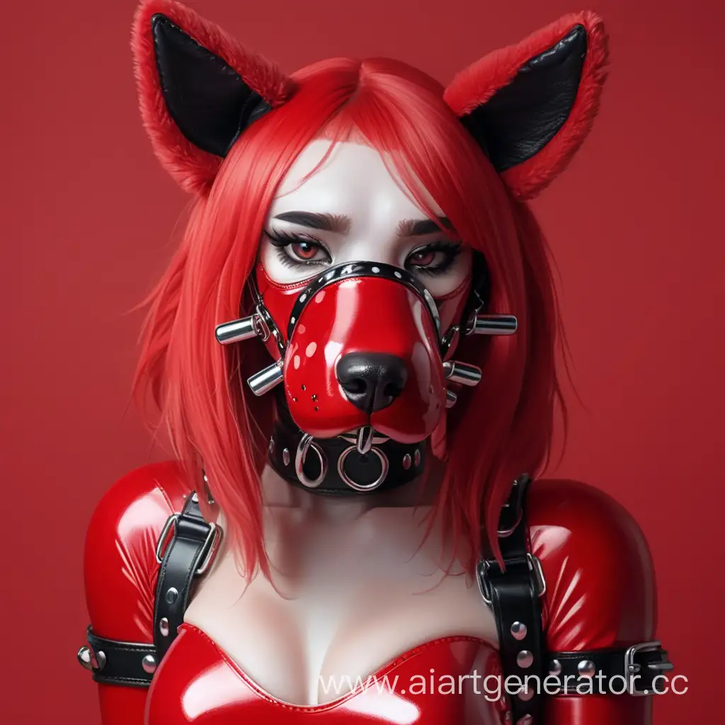 Latex-Furry-Dog-Girl-Playful-Red-Skinned-Canine-Fantasy