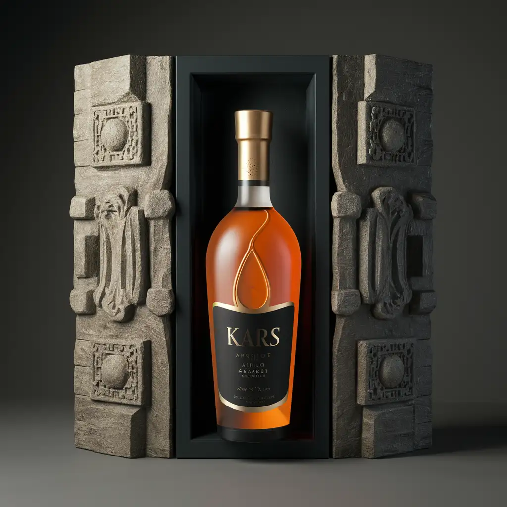 Luxurious KARS Armenian Apricot Wine Bottle and Box with Elegant Packaging