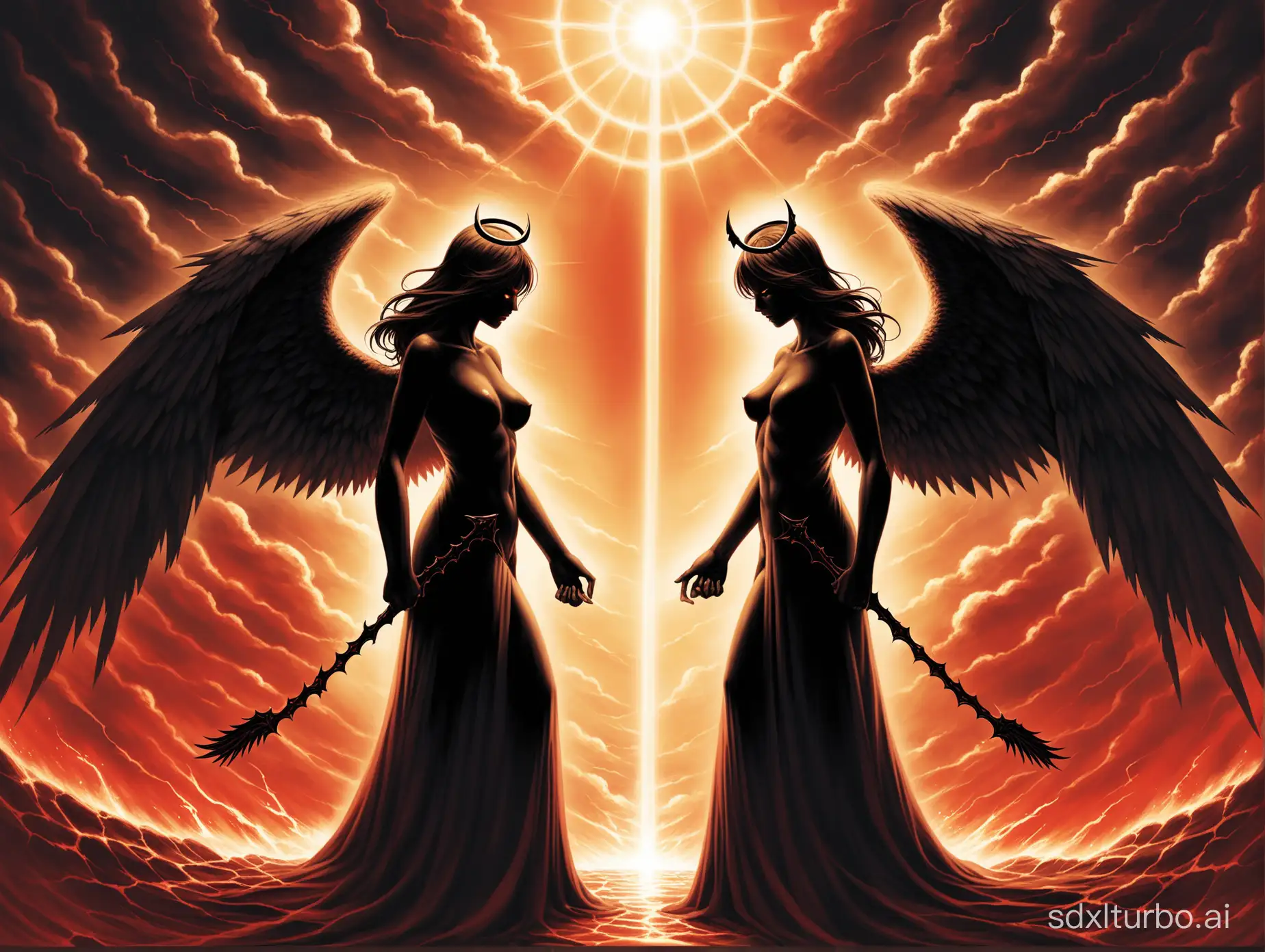 Angels and demons, confronting each other on both sides