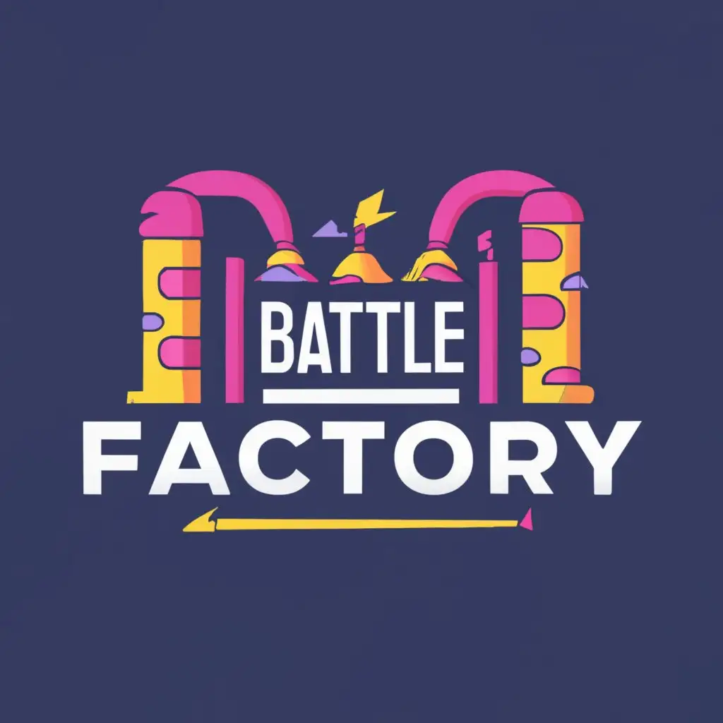 logo, Gaming, Computer Science, with the text "Battle Factory", typography, cartoonie, marvel comic style