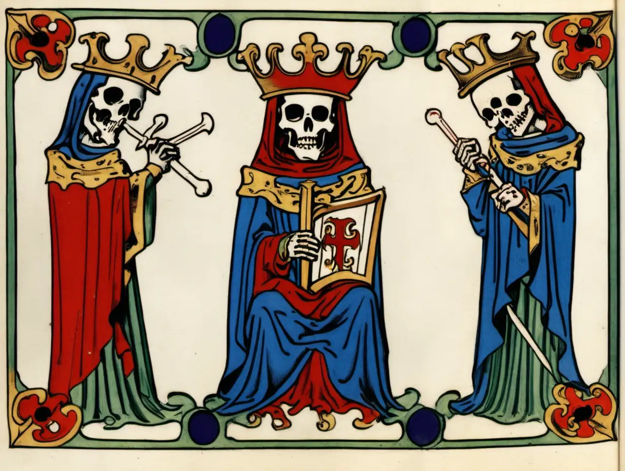 Medieval Illuminated Manuscript Deaths Head Style Codex Manesse
