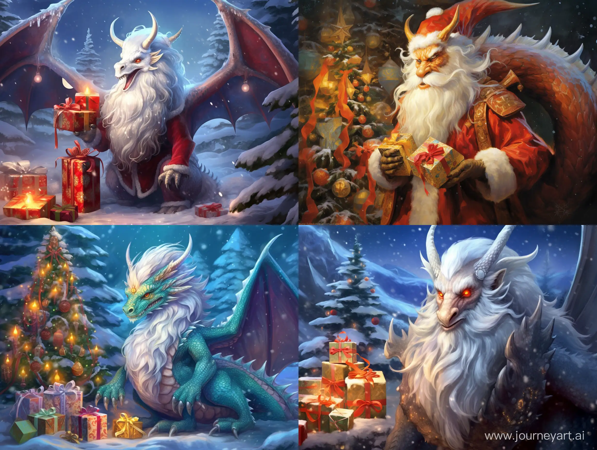 Festive-Dragon-and-Ded-Moroz-Surrounded-by-Winter-Gifts-and-New-Years-Greetings