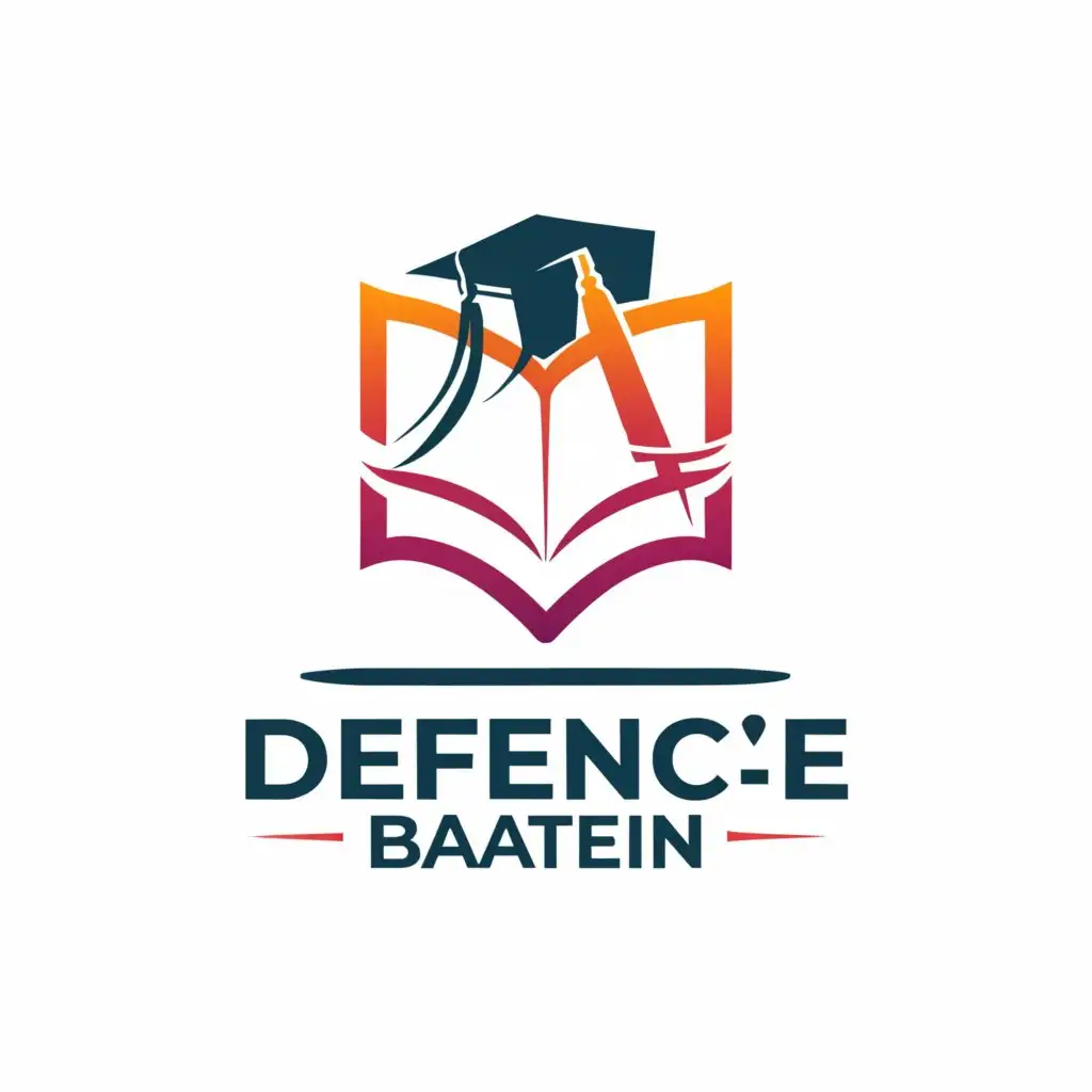 a logo design,with the text "Defence Baatein", main symbol:Education ,Moderate,be used in Education industry,clear background