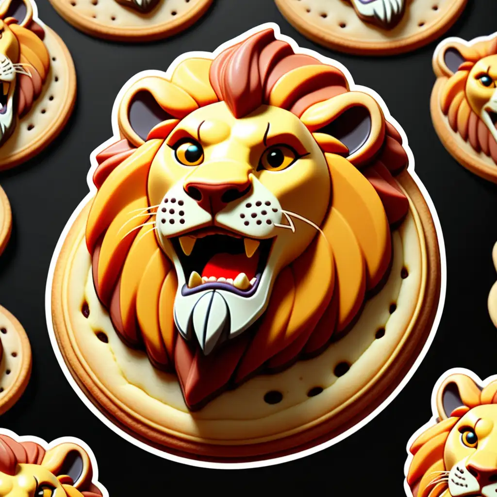 Adorable LioncoinShaped Cookie Cartoon Sticker