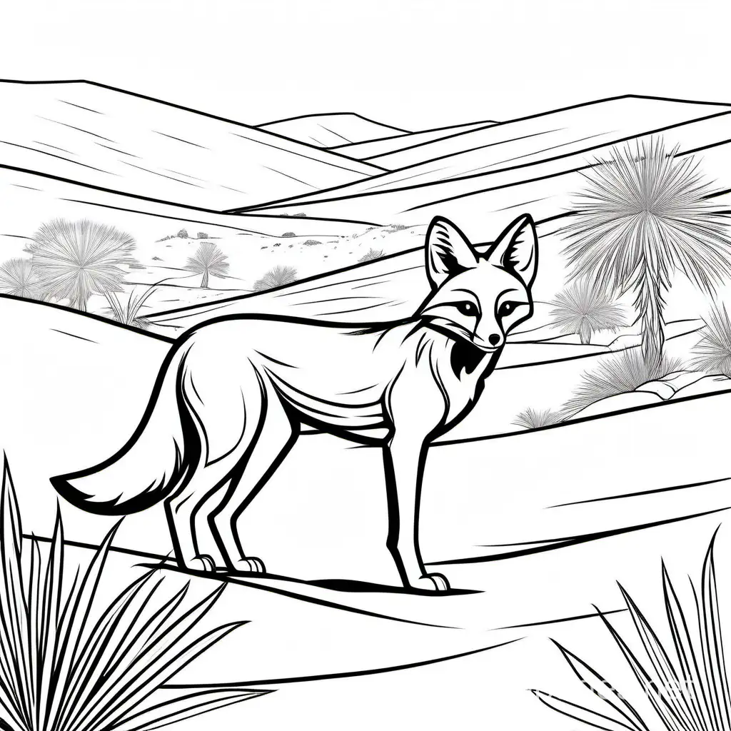 Cape-Fox-Coloring-Page-Simplistic-Black-and-White-Line-Art-for-Young-Children
