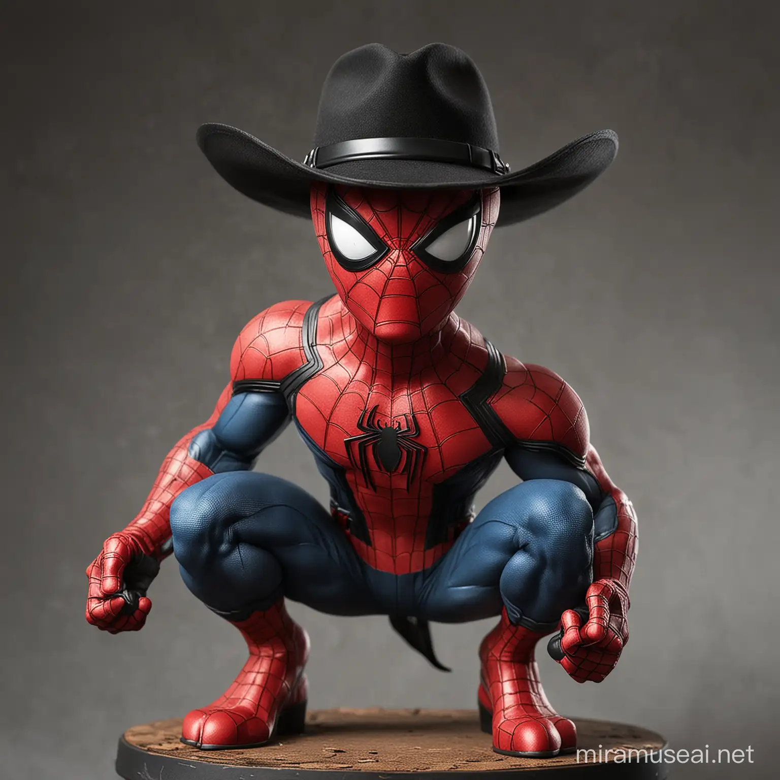 Spiderman with a black cowboy hat
