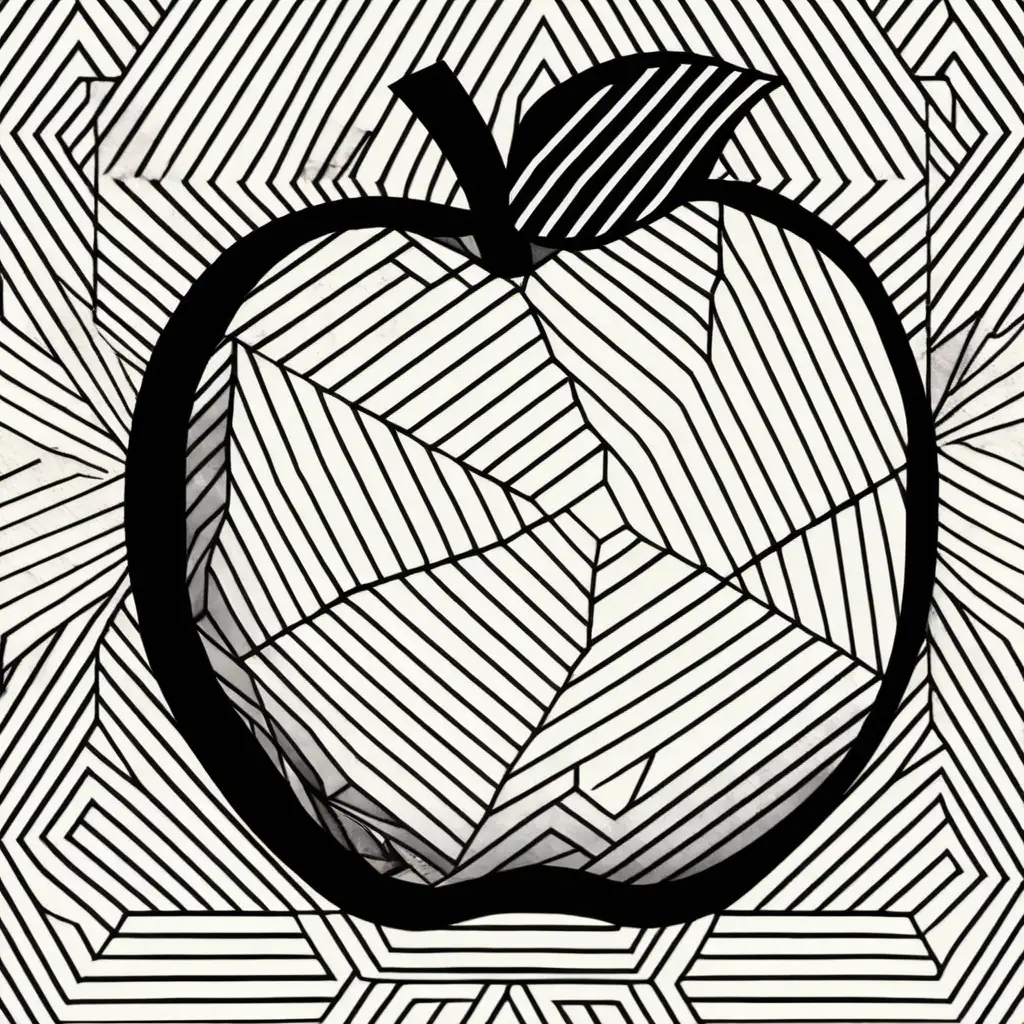 Monochrome Geometric Apple Art