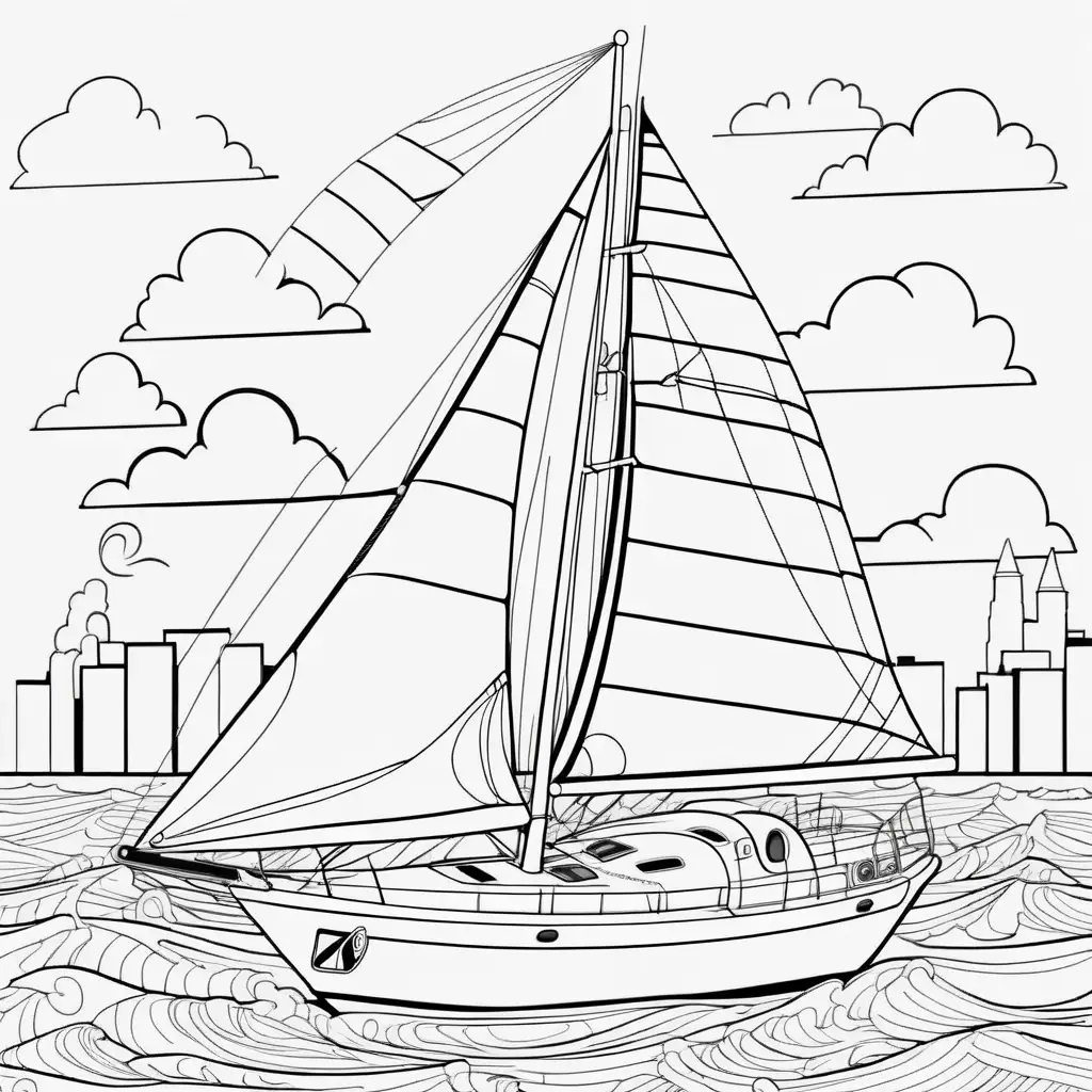 Adorable Sail Yacht Coloring Page for Relaxation and Creativity