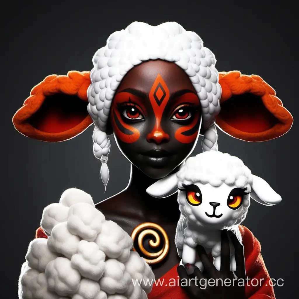 Dota-2-Character-Lina-Transformed-into-a-BlackSkinned-Lamb-with-White-Wool