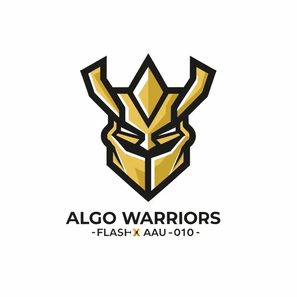 a logo design,with the text "Algo Warriors Flash XAU Alex 0410", main symbol:Warriors gold,Minimalistic,clear background