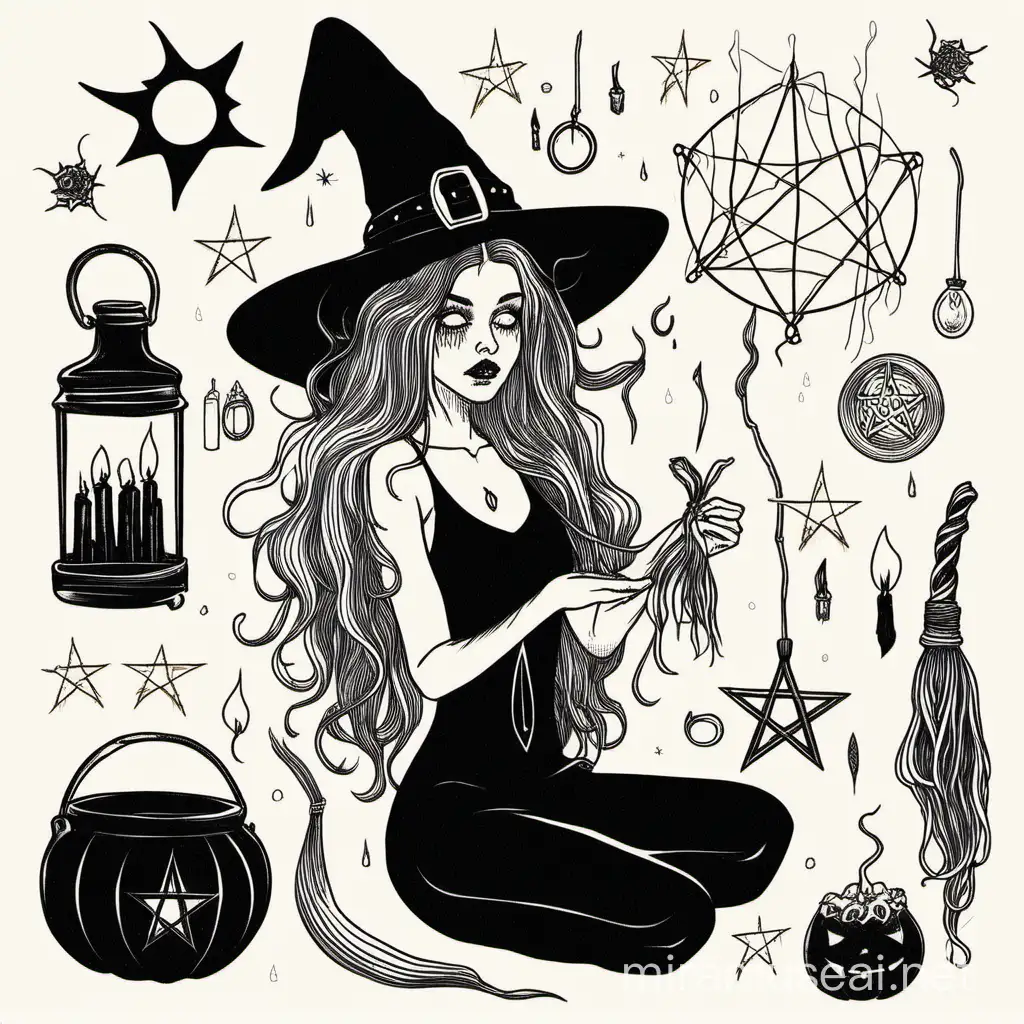 Enchanting Collection of Witchy Items and Potions