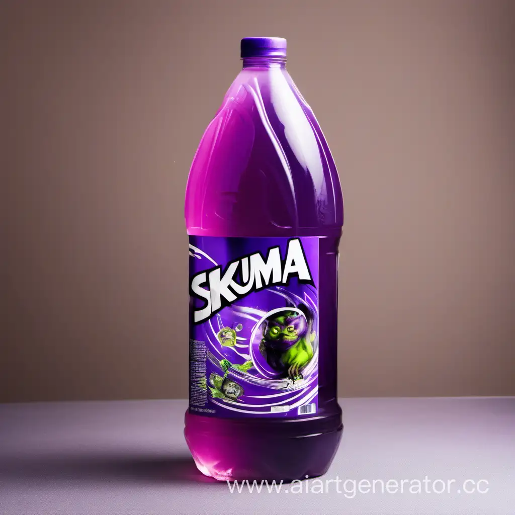 Скума в пластиковой бутылке с фиолетовой жидкостью внутри 1.5л