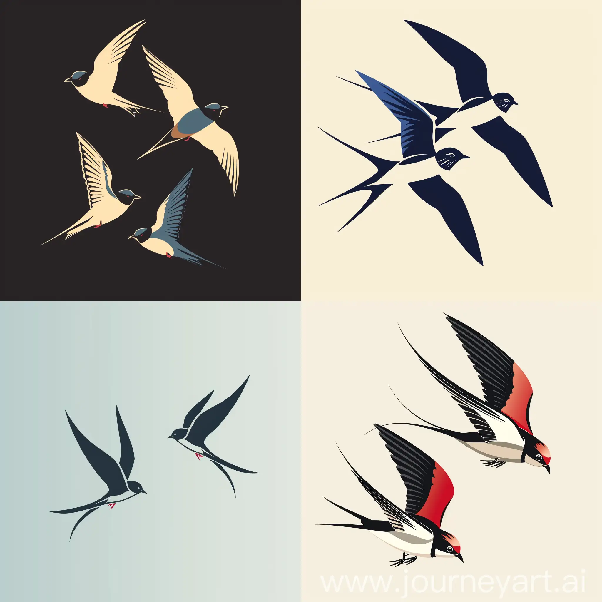 Graceful-Swallows-in-Flight-Logo-Design-Inspiration