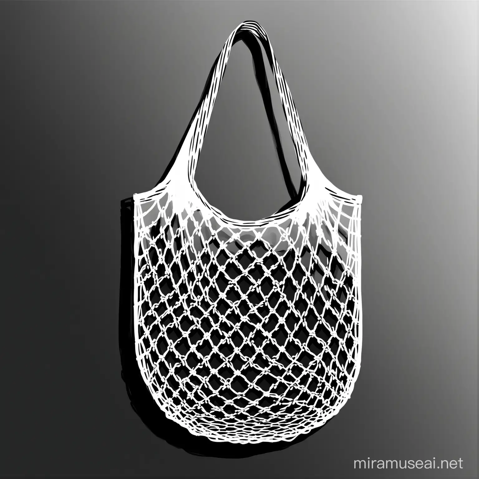 shopping net bag empty black white 