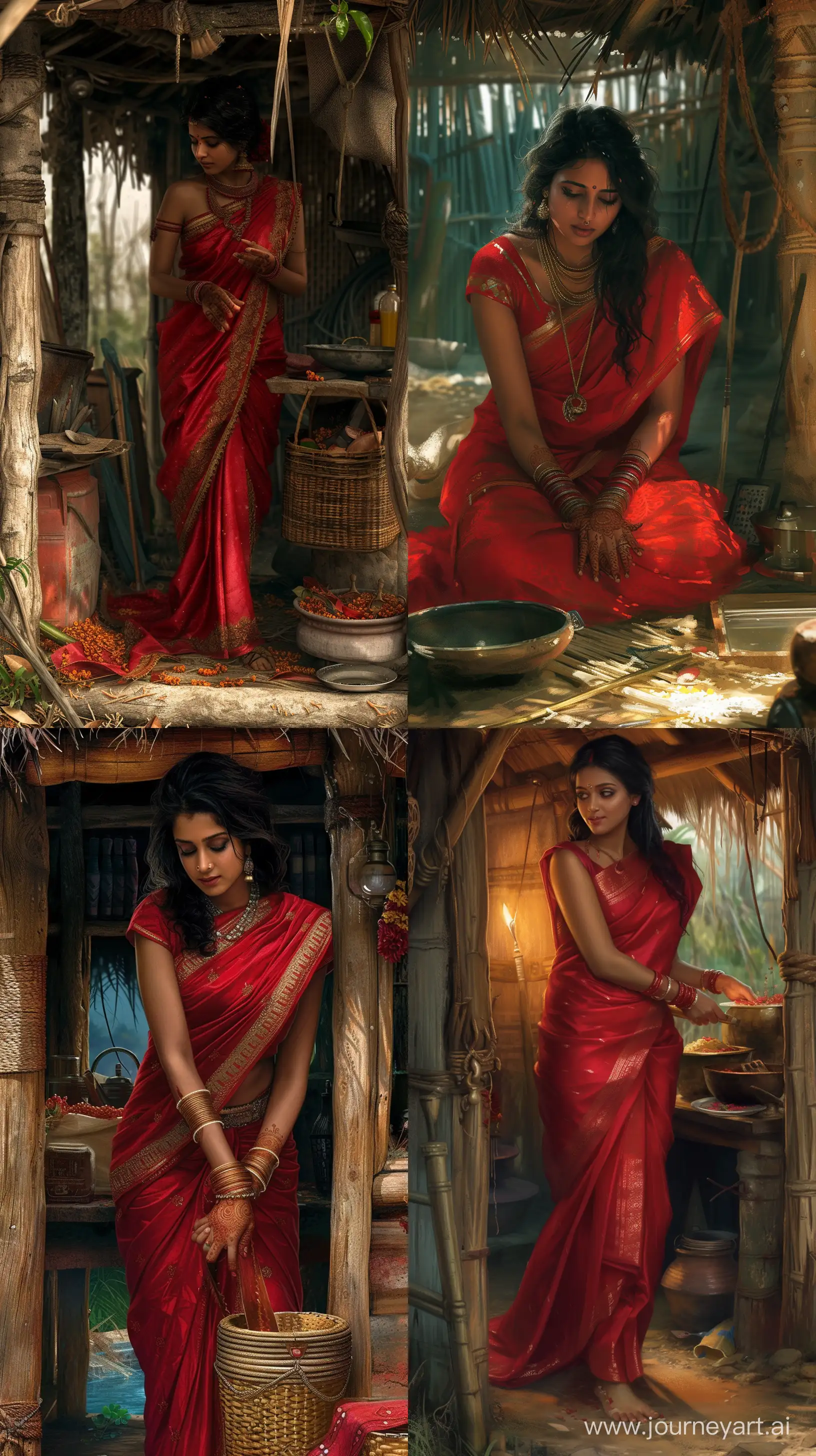 Vibrant-Indian-Woman-Engaged-in-Traditional-Household-Chores