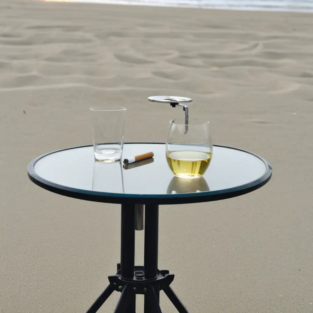 Seaside Photography Setup with Wine and Relaxed Vibes