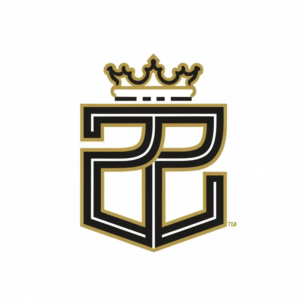 logo, crown, with the text "pp", typography, black background, white text