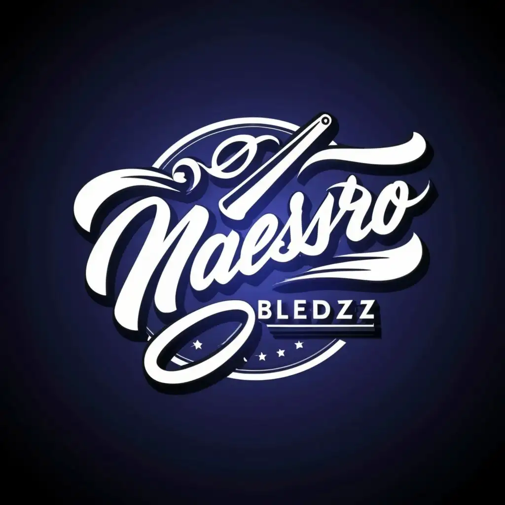a logo design,with the text "Maestro Blendz", main symbol:M Barber art barberpole,complex,be used in Beauty Spa industry,clear background
