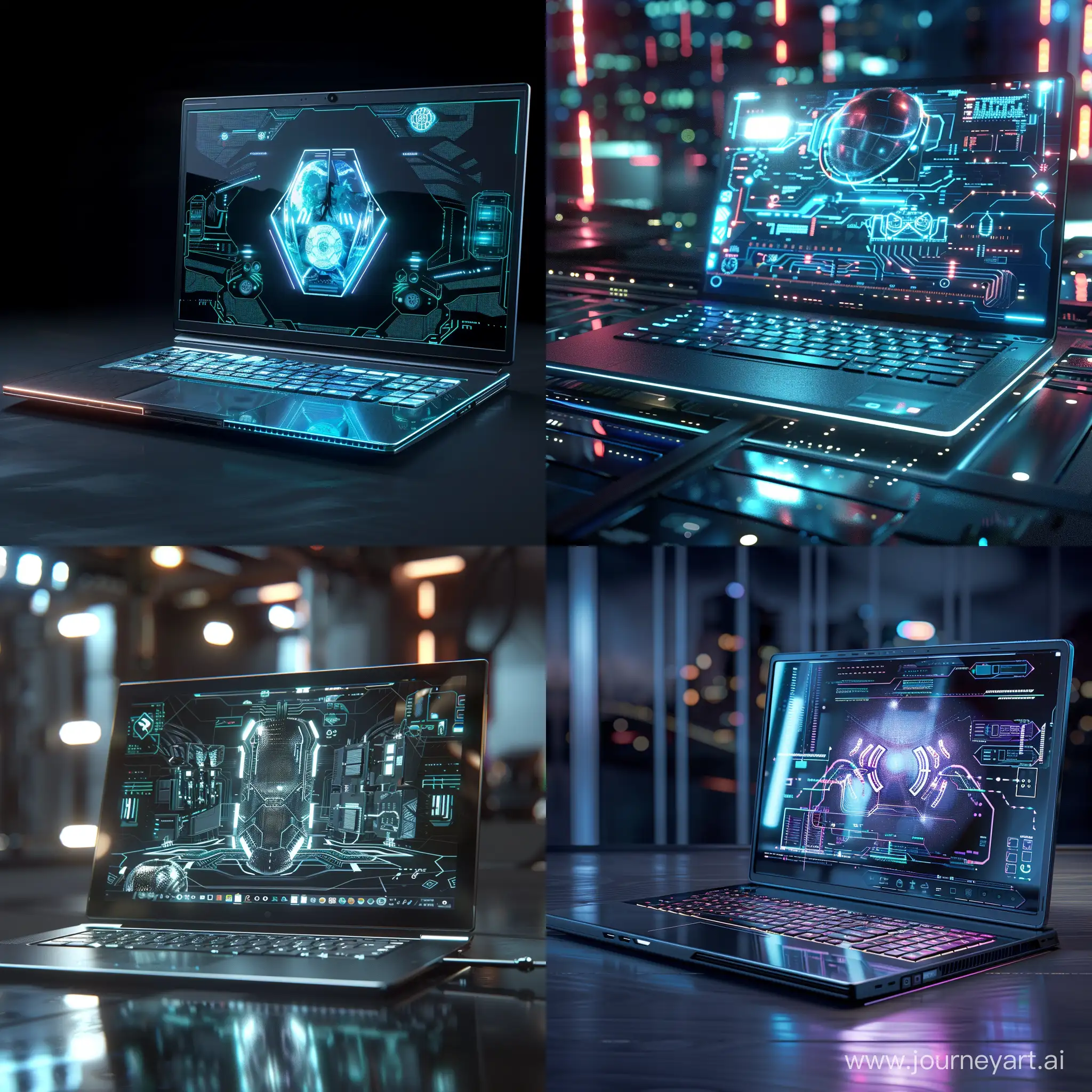 Futuristic laptop, world of cybernetics, octane render