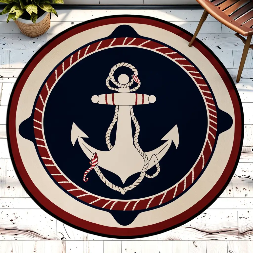 nautical themed circle rug