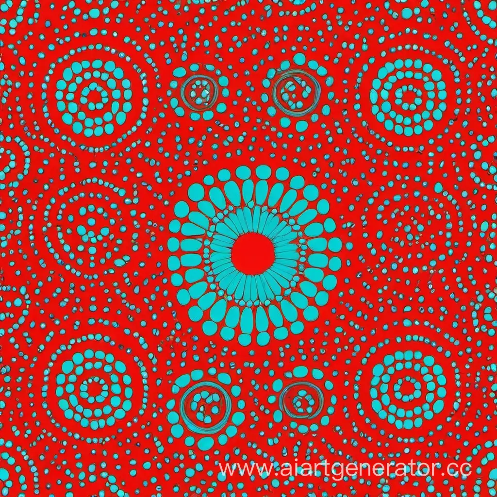 бирюзовые круги на фоне ярко красного фона
