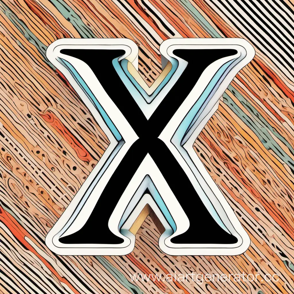  белая буква X на красивом фоне, окруженная чёрной обводкой. Фон может быть разноцветным, а может быть изображен как абстрактный узор или натюрморт.