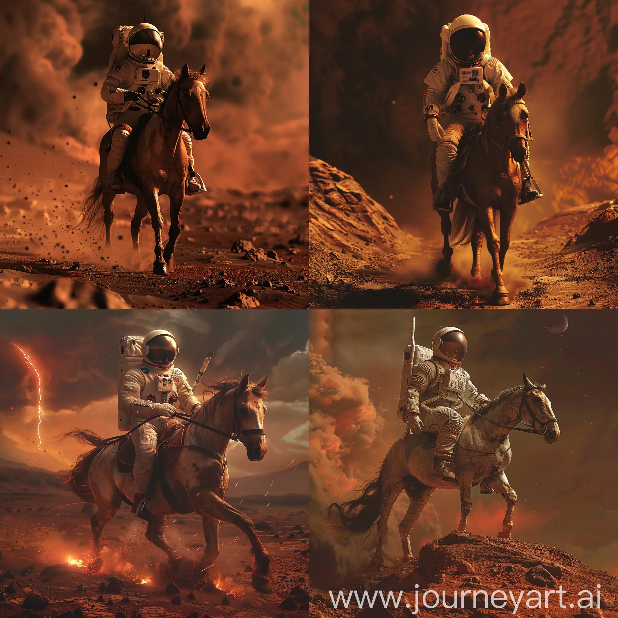 an astronaut riding a horse on mars, hd, dramatic lighting, detailed