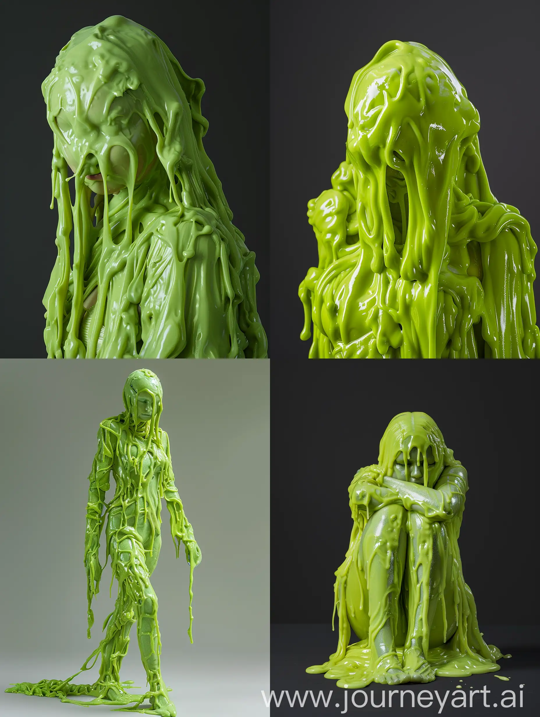 Ultra-realistic photo shot on a Sony a7III of
A lime green slimegirl fully made from slime.

Camera photo, detailed, lifelike, detailed, HD, 16K Ultra High-res, Full-length portrait, Full shot, head to toes, wide angle, zoomed out, full figure.