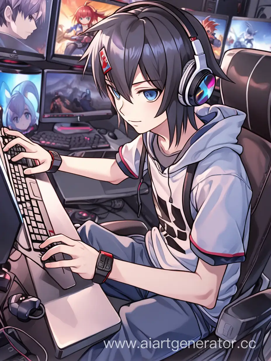 Anime-Gamer-Immersed-in-Virtual-Reality-Gaming-Experience
